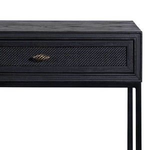 Elm Wood Console Table - Full Black 140cm