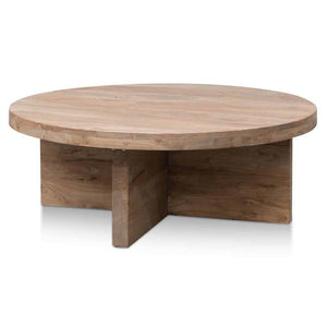 Lounge Styles Calibre 100cm Reclaimed Elm Round Coffee Table - Natural-Thick Base