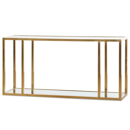 1.6m Glass Console Table - Brushed Gold