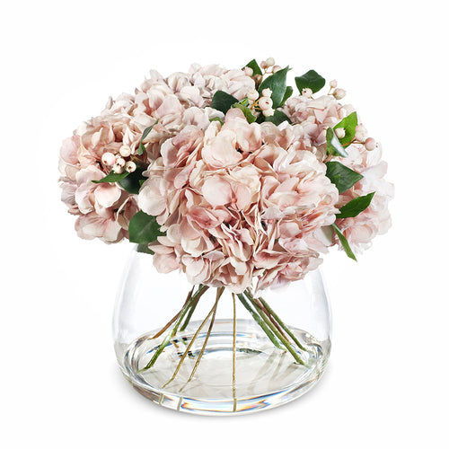 Hydrangea Mix in Vase 36cmh - Soft Pink