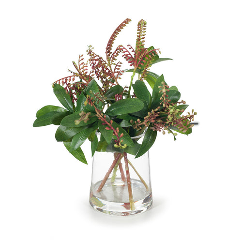 Pieris Japonica Mix in Vase 30cmh - Flame Green