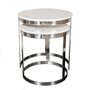 Bella Marble Top Coffee Table - Set of 2 Silver
