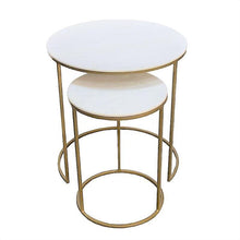 Load image into Gallery viewer, Lounge Styles j&amp;k imports Cleo Side Table Marble Top Round Set of 2 - Pre Order Now!