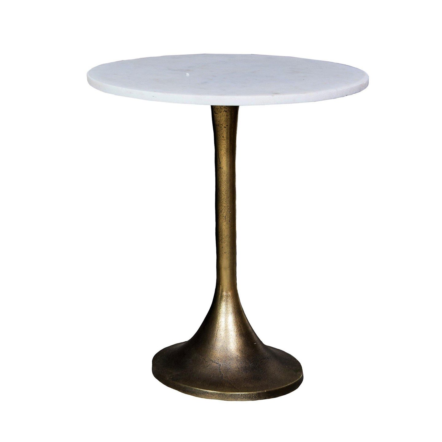 Lounge Styles j&k imports Café Coffee Occasional Round Side Table Metal Brass Marble Top