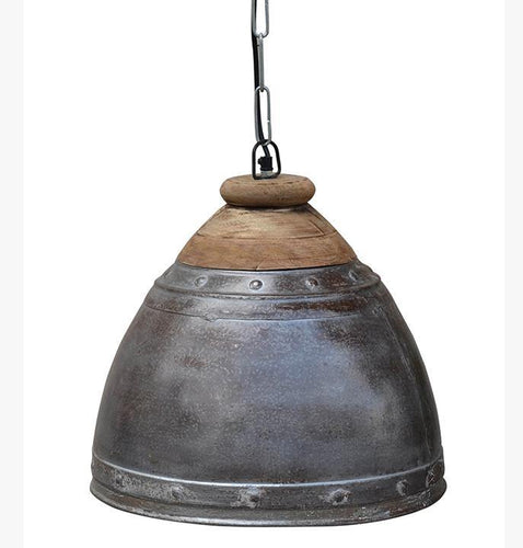 Lounge Styles Phil Bee Washed Iron and Wood Lampshade Industrial Look