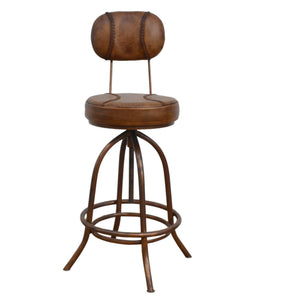 Lounge Styles Phil Bee Industrial Wind Up Bar Chair With Leather