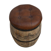 Load image into Gallery viewer, Lounge Styles Phil Bee Cyclindrical Moet Chandon Wood &amp; Leather Ottoman