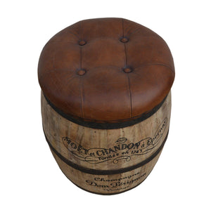 Lounge Styles Phil Bee Cyclindrical Moet Chandon Wood & Leather Ottoman