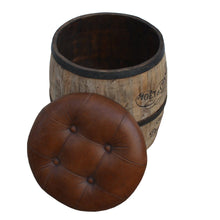 Load image into Gallery viewer, Lounge Styles Phil Bee Cyclindrical Moet Chandon Wood &amp; Leather Ottoman