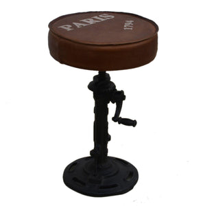 Lounge Styles Phil Bee Industrial Paris Wind Up Cast Iron Bar Stool With Leather Top