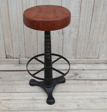 Load image into Gallery viewer, Lounge Styles Phil Bee Industrial Bar Stool Leather Seat - Cast Iron Base