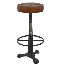 Load image into Gallery viewer, Lounge Styles Phil Bee Industrial Bar Stool Leather Seat - Cast Iron Base