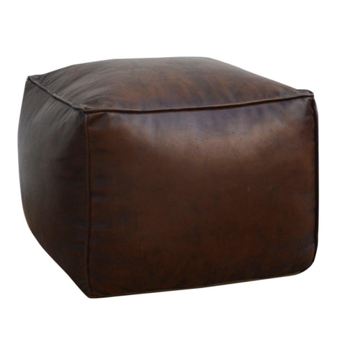 Lounge Styles Phil Bee Square Chocolate Brown Leather Ottoman