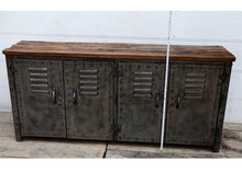 Load image into Gallery viewer, Lounge Styles Phil Bee Vintage Iron Locker Sideboard with Reclaimed Railway Sleeper Wood