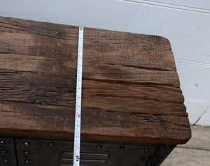 Lounge Styles Phil Bee Vintage Iron Locker Sideboard with Reclaimed Railway Sleeper Wood