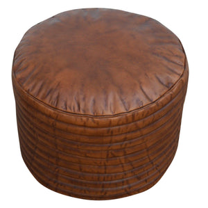 Lounge Styles Phil Bee Caramel Grooved Leather and Cotton Filling Ottoman