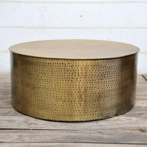 Lounge Styles Phil Bee Hammered Coffee Table, 80cm Round Metal Brass