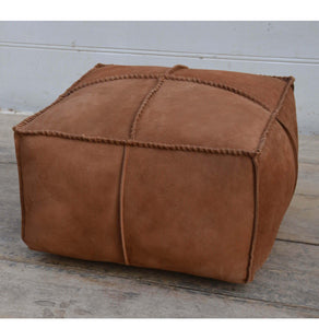 Lounge Styles Phil Bee Suede Texture Chocolate Leather Ottoman