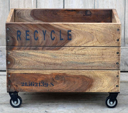 Lounge Styles Phil Bee Industrial Recycle Basket on Cast Iron Wheels