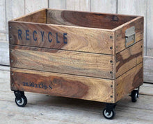 Load image into Gallery viewer, Lounge Styles Phil Bee Industrial Recycle Basket on Cast Iron Wheels