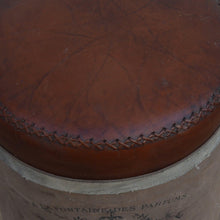 Load image into Gallery viewer, Lounge Styles Phil Bee Cylindrical French Canvas &amp; Leather Perfume Ottoman