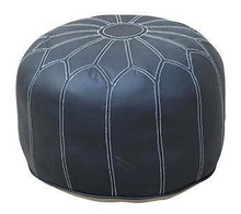 Load image into Gallery viewer, Lounge Styles Phil Bee Moroccan Leather Ottoman Black