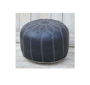 Lounge Styles Phil Bee Moroccan Leather Ottoman Black