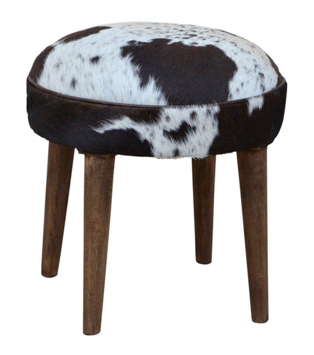 Lounge Styles Phil Bee Short Cowhide Stool Short Timber Legs