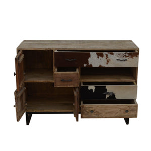 Lounge Styles Phil Bee Hardwood Chest of Draws with Cow Pattern and Hand Carved
