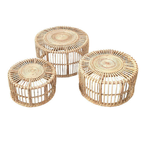 Lounge Styles Room+Co Margaret Coffee Table Set of 3 - Natural Rattan