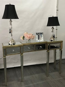 Mirrored Console Antiqued Ribbed Table 147cm