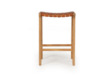 Load image into Gallery viewer, Pasadena Leather Saddle Stool – Woven Tan