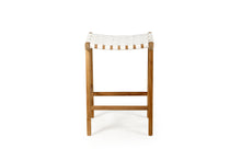 Load image into Gallery viewer, Pasadena Leather Saddle Stool – White – Woven