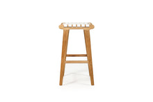 Load image into Gallery viewer, Pasadena Leather Saddle Stool – White – Woven