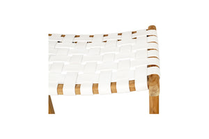 Pasadena Leather Saddle Stool – White – Woven