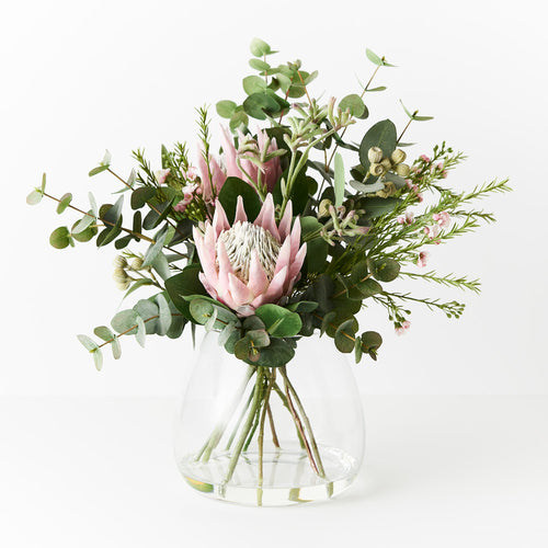 Protea King Mix in Vase 57cmh - Light Pink