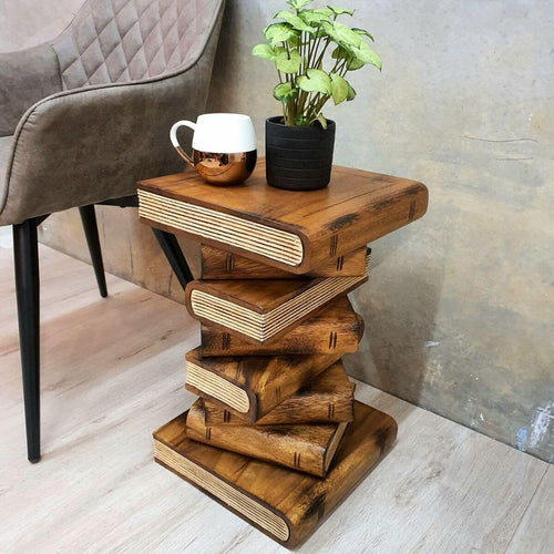 Lounge Styles Mango Trees Book Stack Side Table Rain Tree Wood Natural Finish