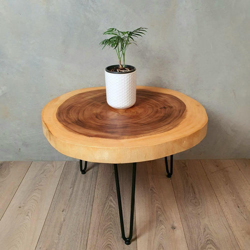 Lounge Styles Mango Trees Round Raintree Wood Live Edge Coffee Table 70cm Diameter 45cm Tall