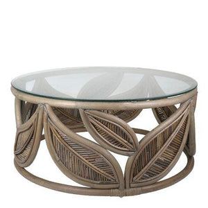Lounge Styles Emac&Lawton/Florabelle Seville Leaf Coffee Table Grey, 81cm Modern Round Rattan Accent Base