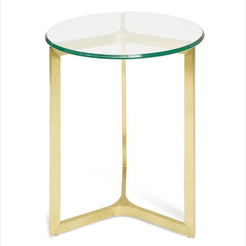 Round Glass Side Table - Gold Base 50cm