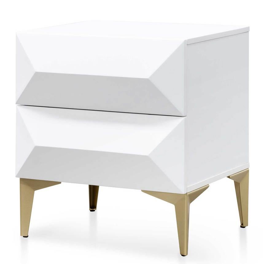 Lounge Styles Calibre Wooden Side Table - White with Gold Legs