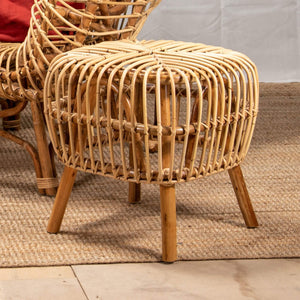 Lounge Styles Room+Co Alex Side Table + Stool, 40cm Natural Rattan Resort Style Indoor Outdoor