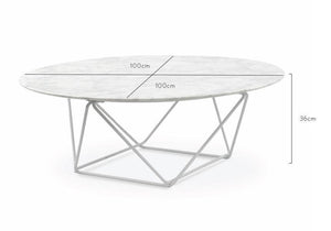 Lounge Styles Calibre White Marble Top Coffee Table, 100cm Round White