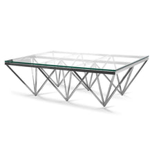 Load image into Gallery viewer, Tafari 1.2m Glass Top Silver Steel Base Coffee Table - Lounge Styles