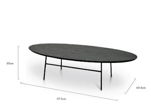 Lounge Styles Calibre 117.5cm Coffee Table - Black Ash Veneer - Black Legs