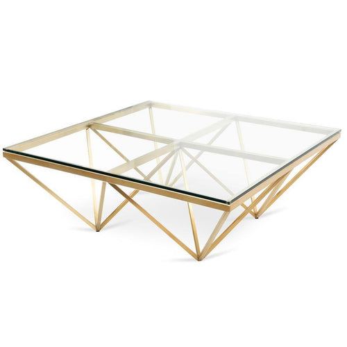 Lounge Styles Calibre 1.05m Glass Coffee Table - Brushed Gold Base