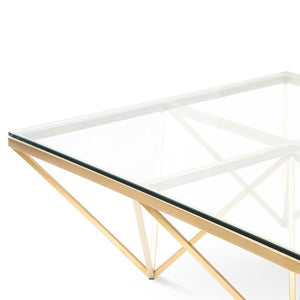 Lounge Styles Calibre 1.05m Glass Coffee Table - Brushed Gold Base