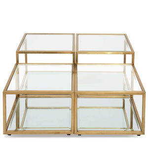 Lounge Styles Calibre 100cm Glass Coffee Table - Brushed Gold Base Square
