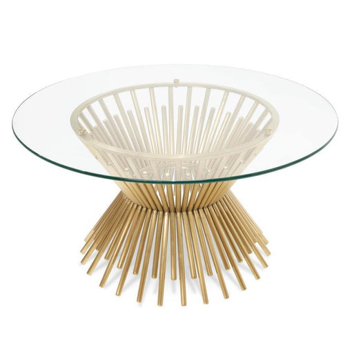 Lounge Styles Calibre 90cm Glass Coffee Table - Brushed Gold Base