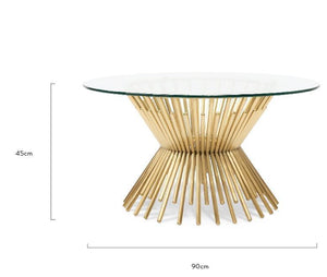 Lounge Styles Calibre 90cm Glass Coffee Table - Brushed Gold Base
